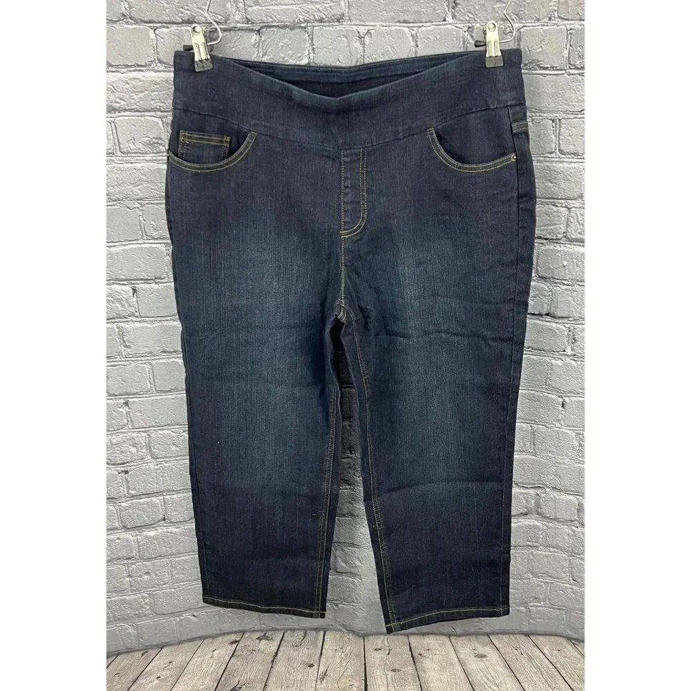 Denim & Co. Slim Leg‎ Cropped Jeans Dark Indigo Size 16 A292507